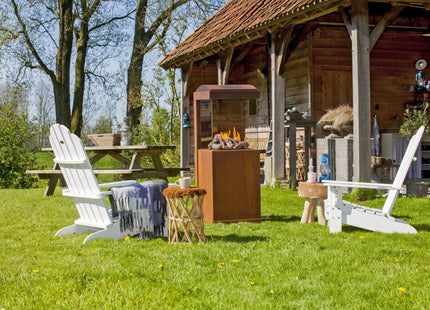 Faber The Buzz Corten Tuinhaard  buiten Terrasverwarming Open Haard Elektrische Haard Verwarming Kachel Sfeerhaard Inbouwhaard Sfeervol Warmte Sfeer Gebruiksvriendelijk Haardenspecialist