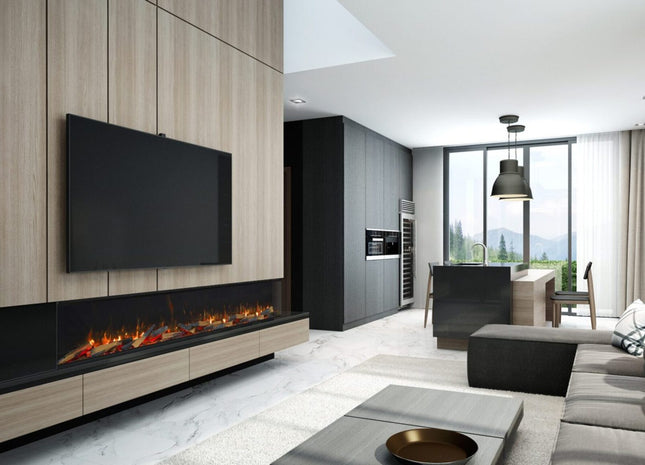 Trimline Fires 220E Solus elektrische inbouwhaard in moderne woonkamer
