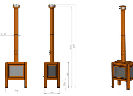 Reny™ Fennek 80 Outdoor-Kamin – Design-Terrassenheizer mit geschlossener Verbrennung und 360°-Feuersicht