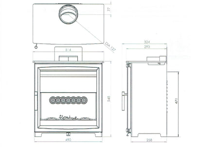 Charlton & Jenrick Fireline Woodtec 5 KW-W breed 514 mm