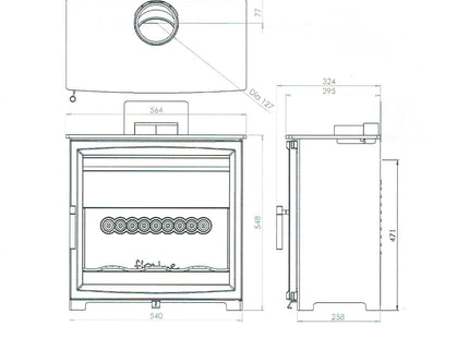 Charlton & Jenrick Fireline Woodtec 5 kW-XW extra breed 564 mm